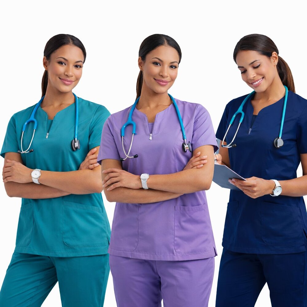Premium Medical Scrubs (Tops Only) Comfort Fit Straight & Side Pockets 3 colors